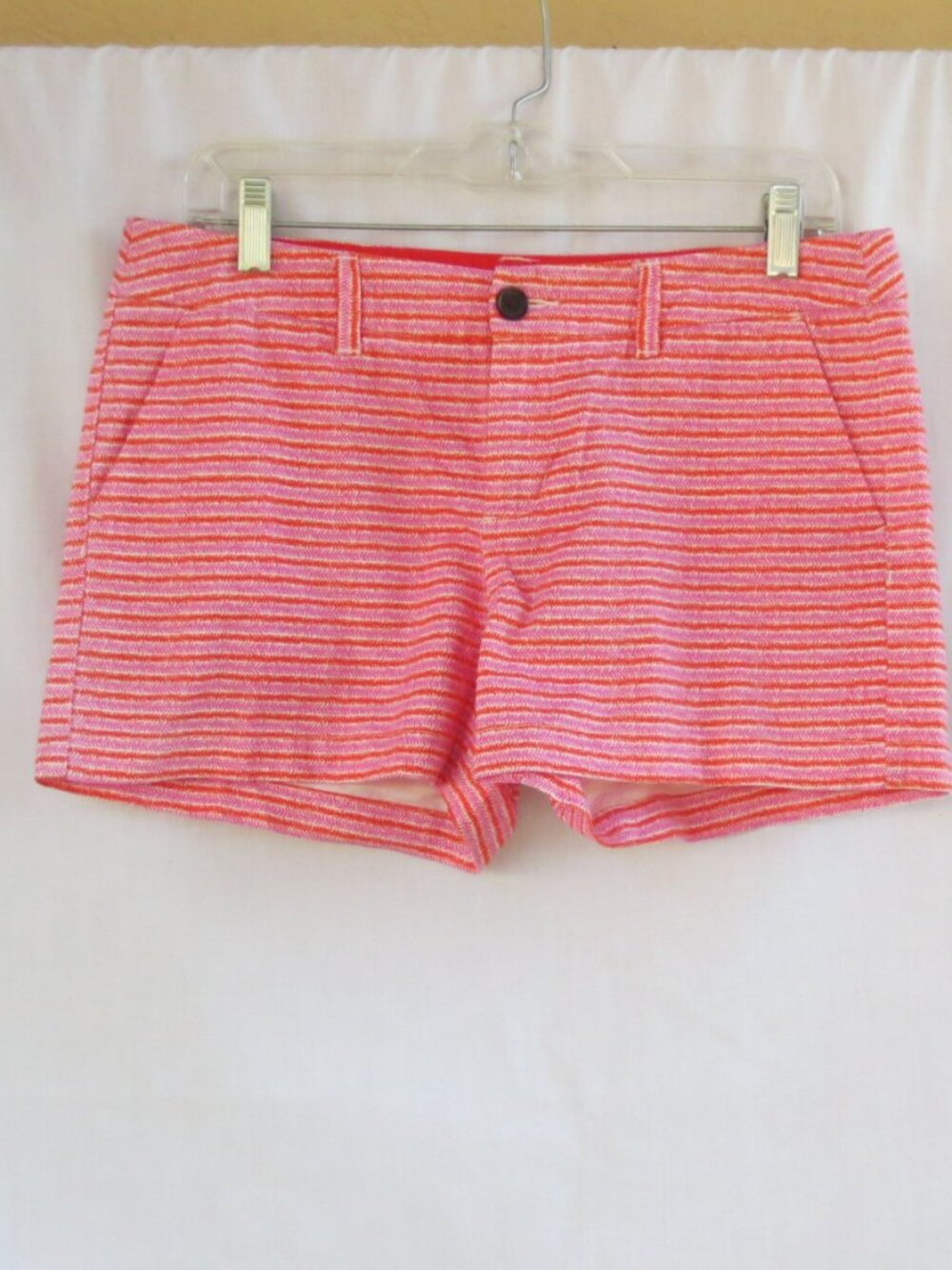 NEW Merona Shorts Cream Red Purple Striped High Rise Comfy Cotton Casual Size 6